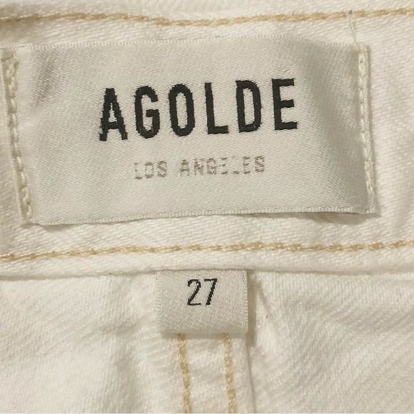AGOLDE Parker Long white denim cut off shorts. Size 27. - Picture 5 of 6